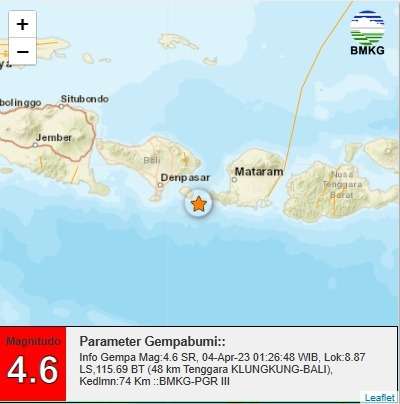 Gempa M 4,6 Goyang Warga Bali saat Terlelap Tidur