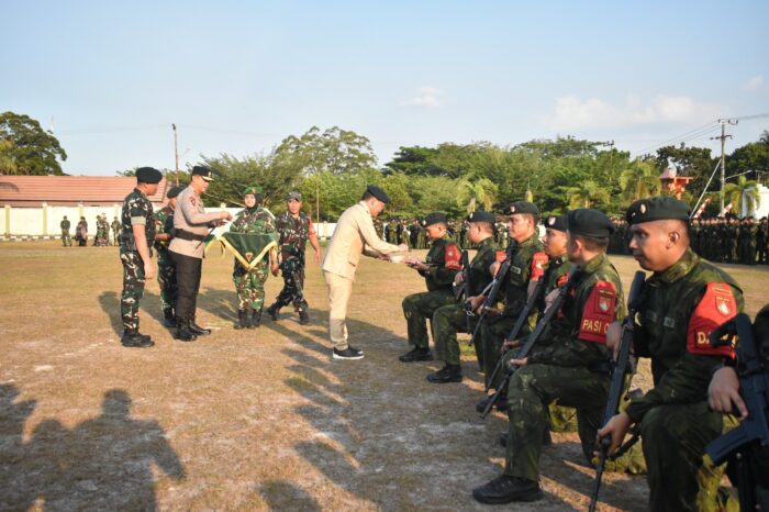 Satgas Yonif 631/Antang Rampungkan Tugas Negara, Kodam XXII/Tambun Bungai Gelar Upacara Penyambutan Purna Tugas