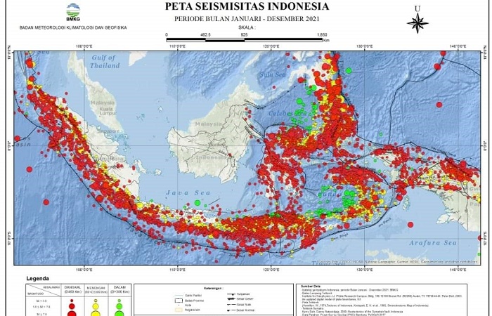 BMKG: Selama 2021 Tercatat Indonesia Alami 10.570 Gempa Tektonik