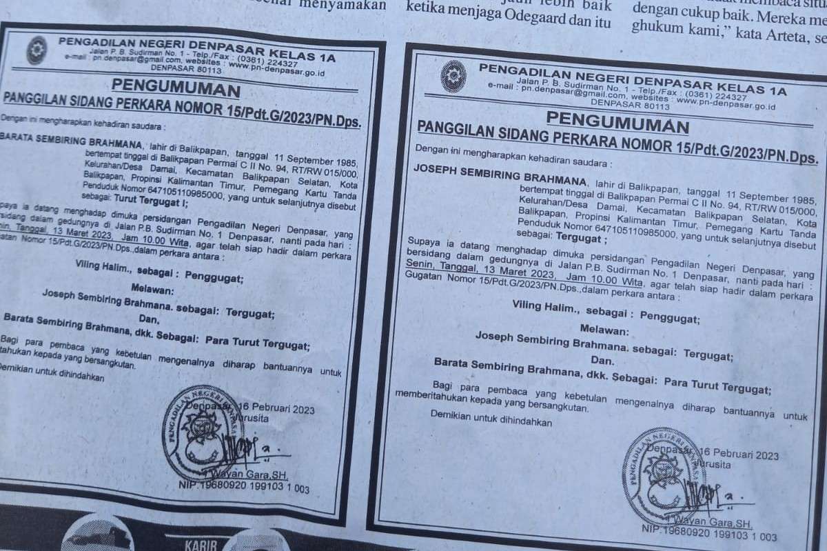 Warga Balikpapan Pertanyakan Pemanggilan Sidang di PN Denpasar Melalui Koran Terbitan Jakarta