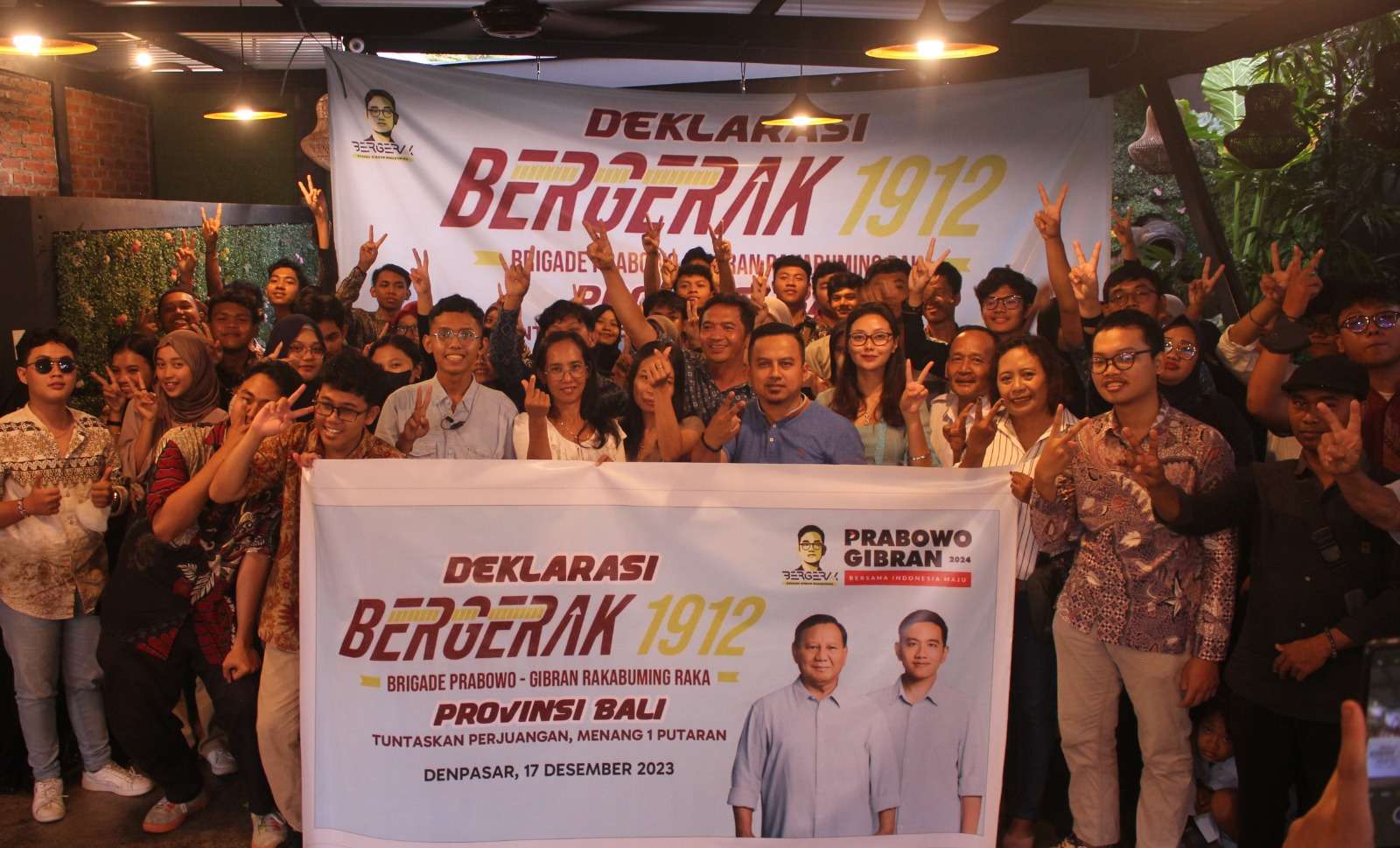 Dukung Prabowo Gibran Menang Satu Putaran, Relawan Bergerak 1912 Bali Dideklarasikan