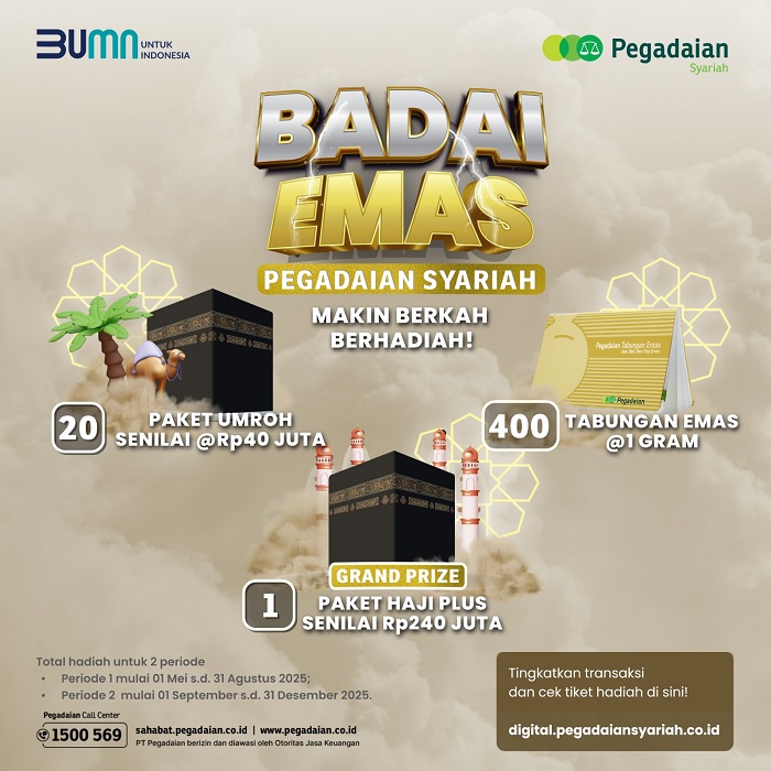 Pegadaian Luncurkan ‘Badai Emas 2025’, Apresiasi Miliaran Rupiah bagi Nasabah Setia