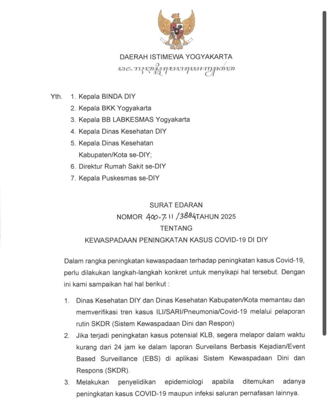 Gubernur DIY Serukan Pengetatan, Sinyal Waspada Lonjakan COVID-19 di Yogyakarta