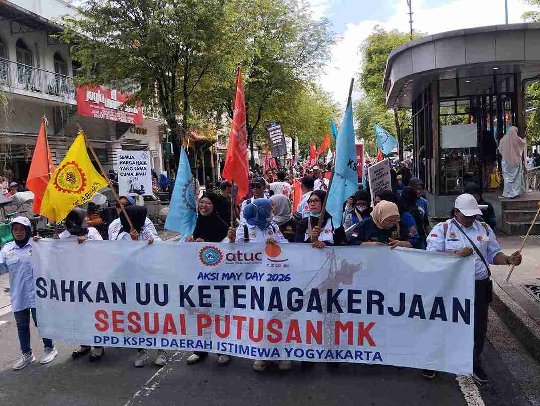 Suara Buruh Menggema di Yogyakarta, Dari Tugu Hingga Titik Nol
