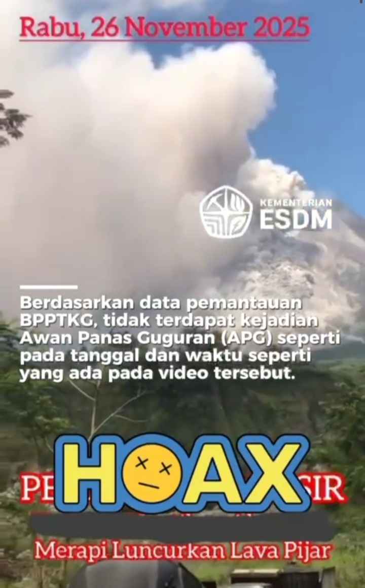 HOAKS Awan Panas Merapi Bikin Geger! BPPTKG Tegaskan: Status Siaga III, Masyarakat Diminta Waspada