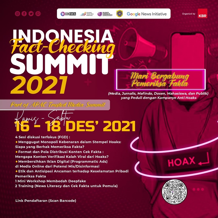 Kolaborasi AMSI, AJI dan Mafindo Gelar Indonesia Fact checking Summit 2021