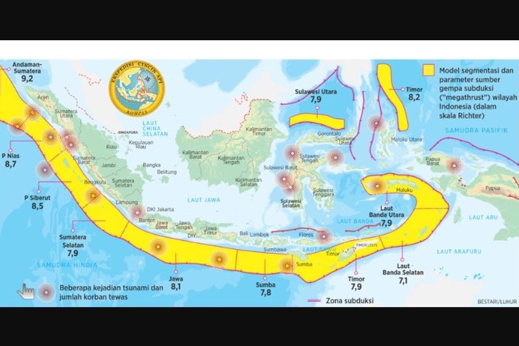 16 Zona Megathrust di Indonesia Termasuk Jatim dan Wilayah Lain, Bisa Picu Tsunami hingga Jakarta