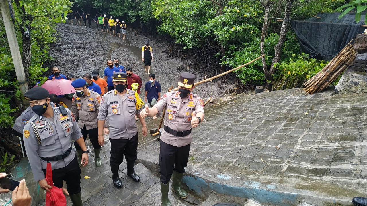 G20 di Bali, Kapolda Putu Jayan Tanam Ribuan Mangrove di Kedonganan