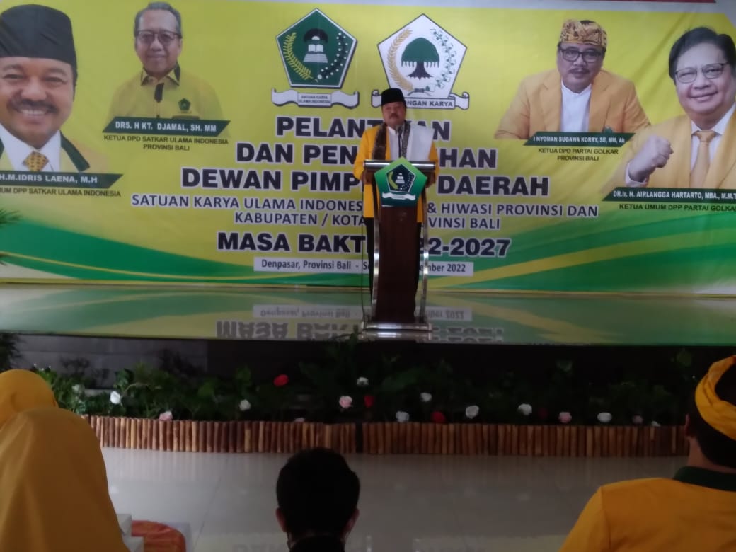 Idris Laena Melantik Pengurus DPD Satkar Ulama, HIWASI dan AMSI se-Provinsi Bali